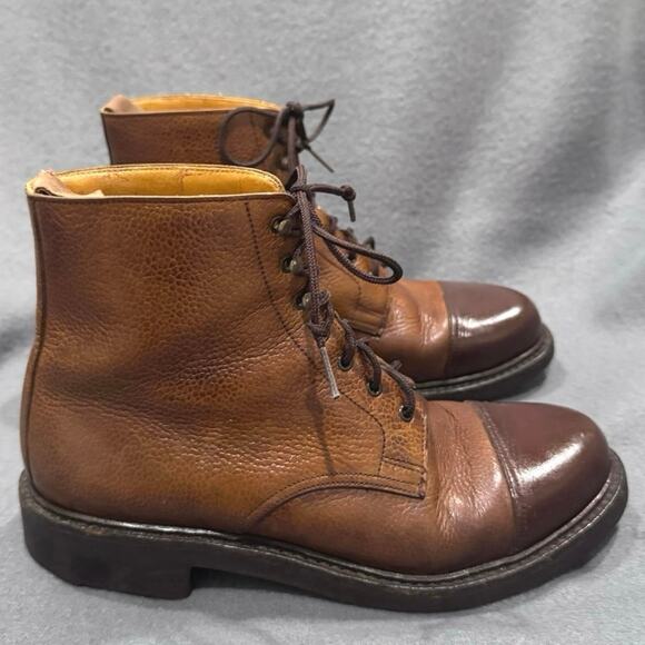 Ralph Lauren Bench Made England CapToe LaceUp Brown Boots Women 8B Heritage FLAW - Picture 4 of 15